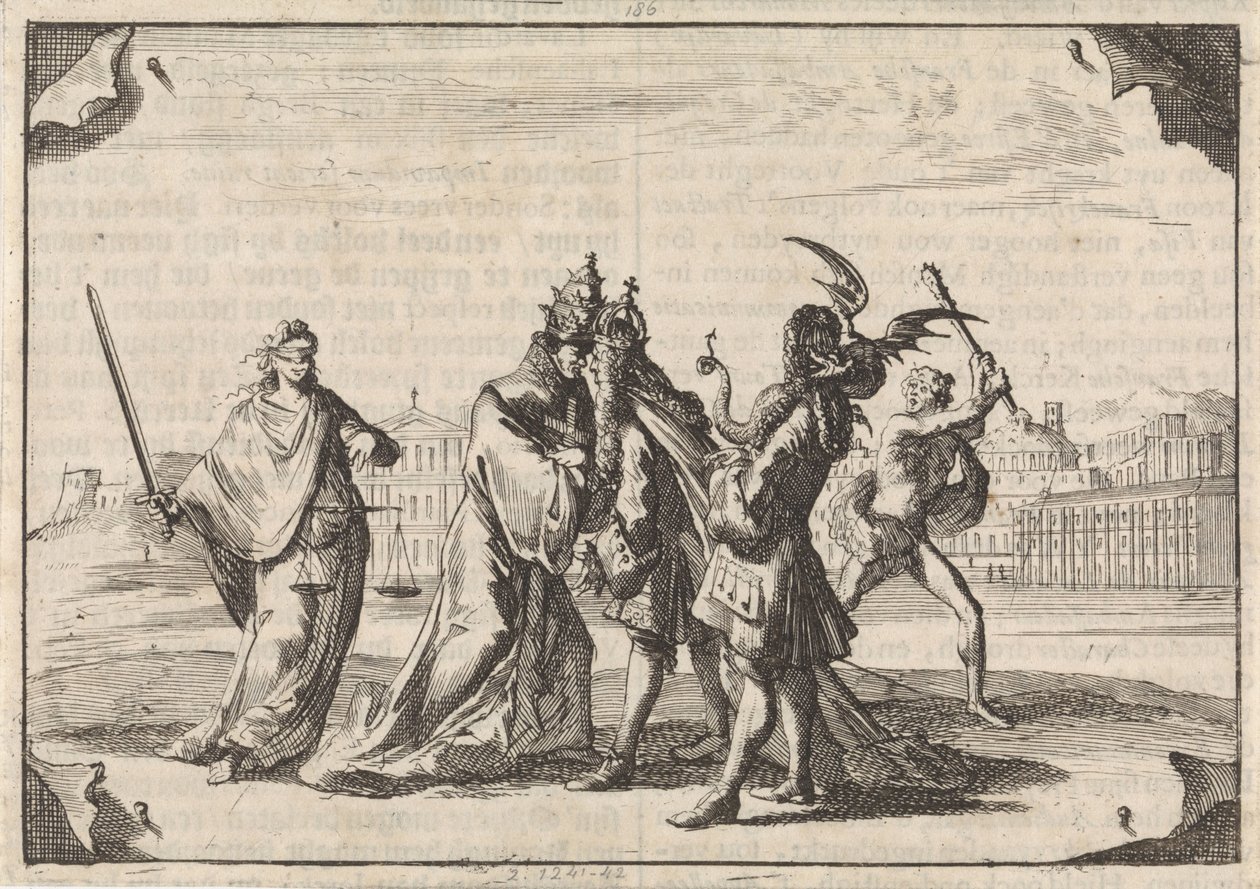 Karikatura o bitvě mezi Ludvíkem XIV a papežem Inocencem XI, 1687 od Caspar Luyken