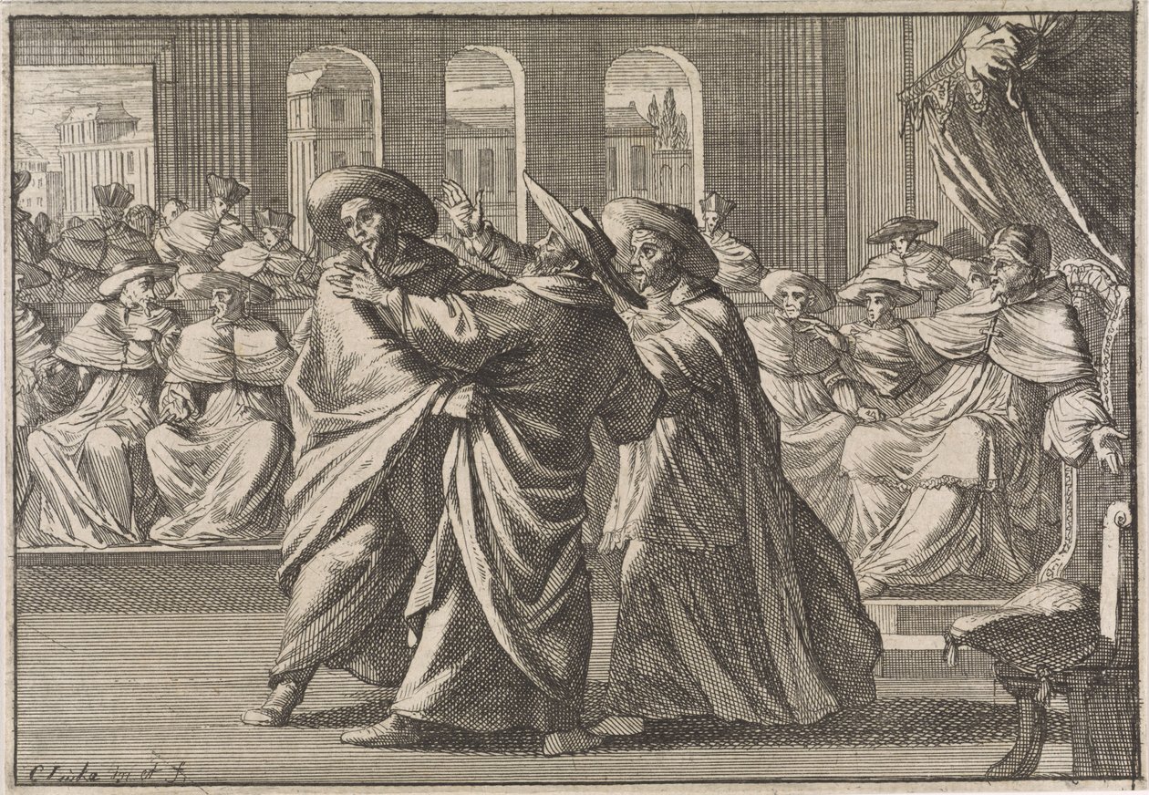 Během volby Urbana VIII se střetli kardinál Borja a kardinál Antonio Barberini, 1632 od Caspar Luyken