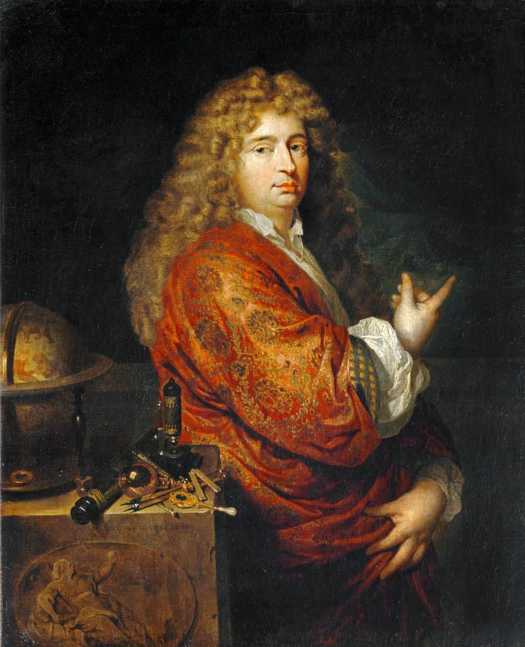 Fyzik Nicolaes Hartsoeker při navrhování lodi v bouři. 1682 ... od Caspar Netscher
