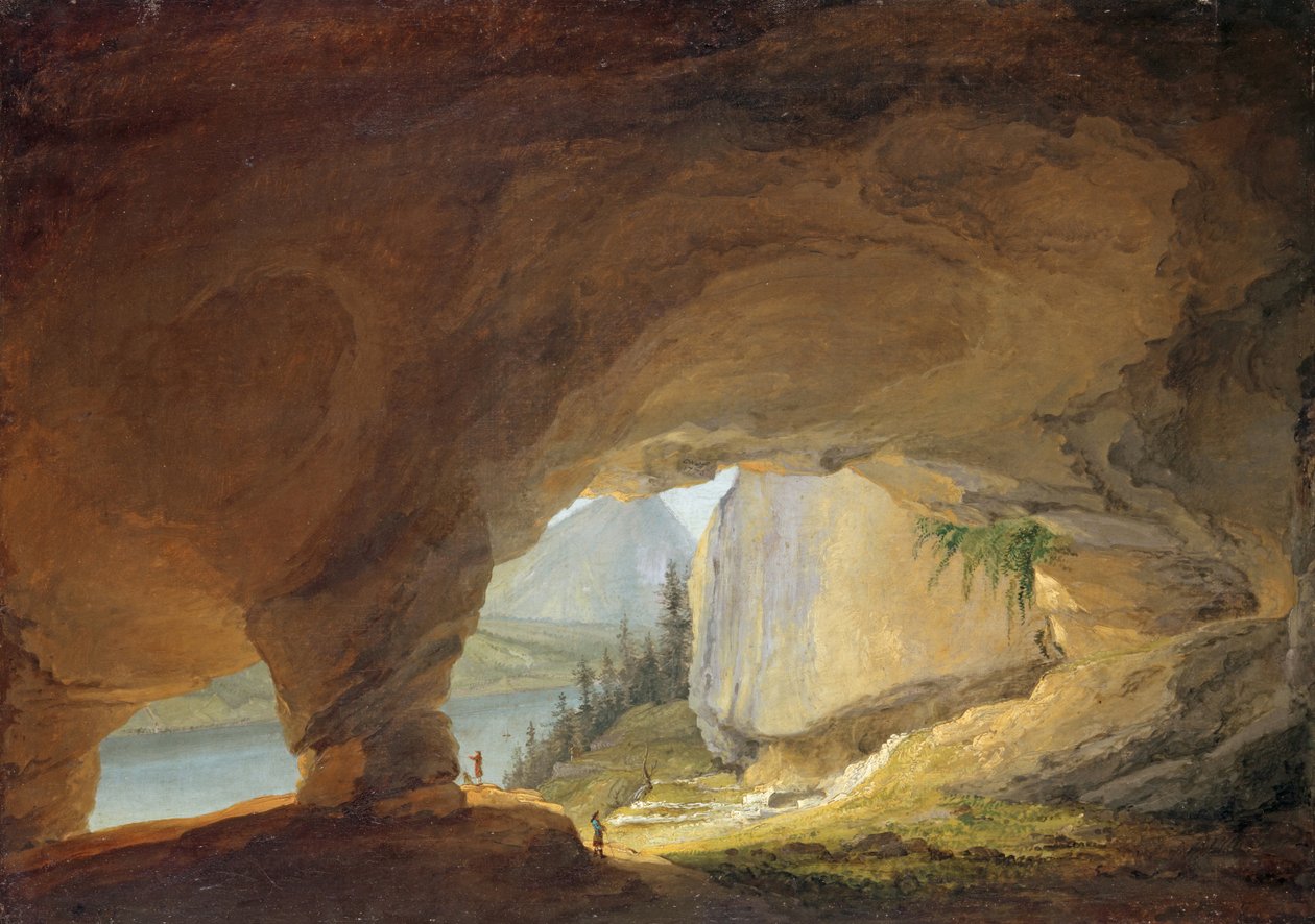 Pohled z jeskyně Beatus na jezeře Thun, 1776 od Caspar Wolf