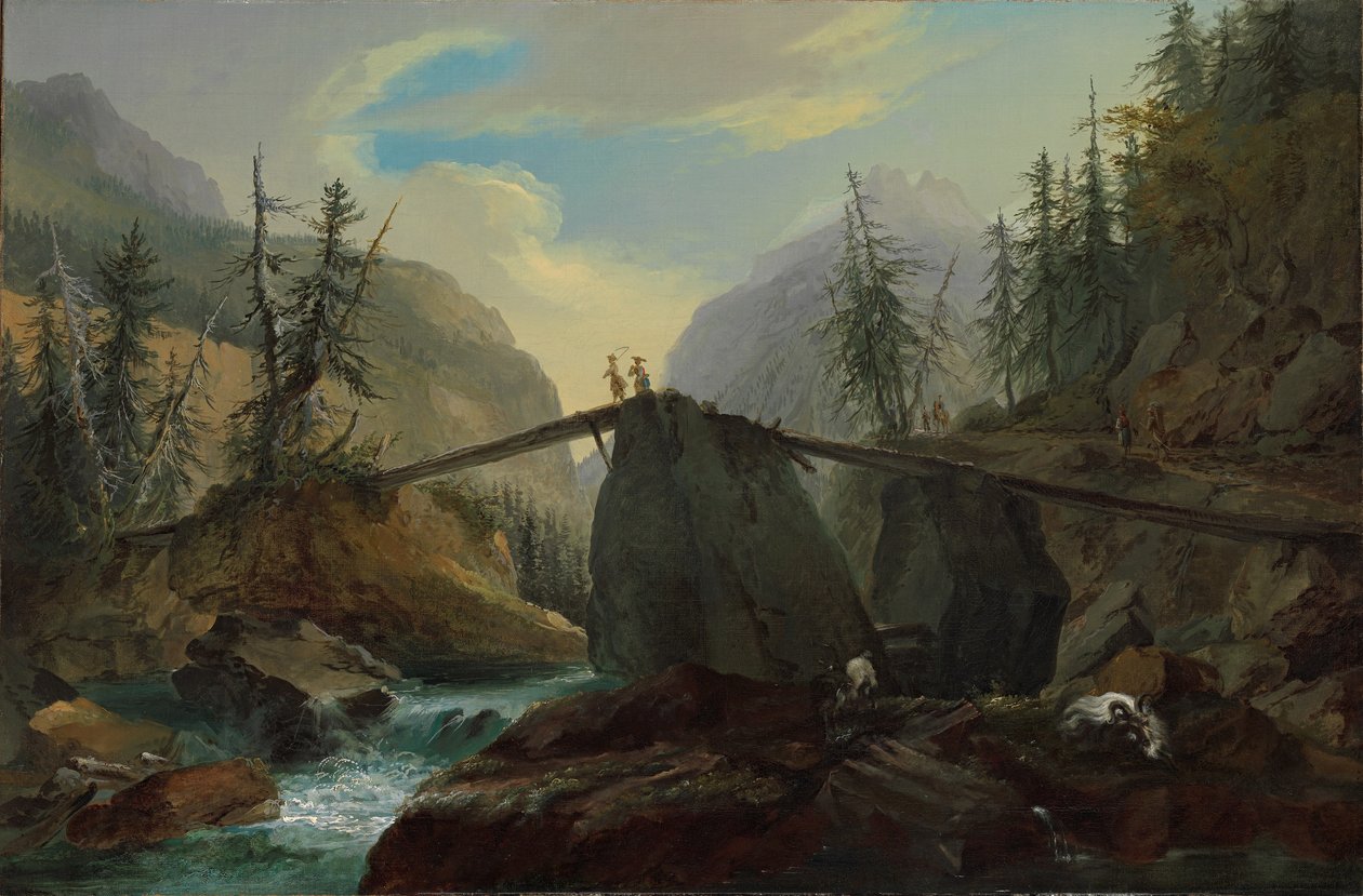 Dřevěná lávka přes Lütschine u Gsteig, 1774. od Caspar Wolf