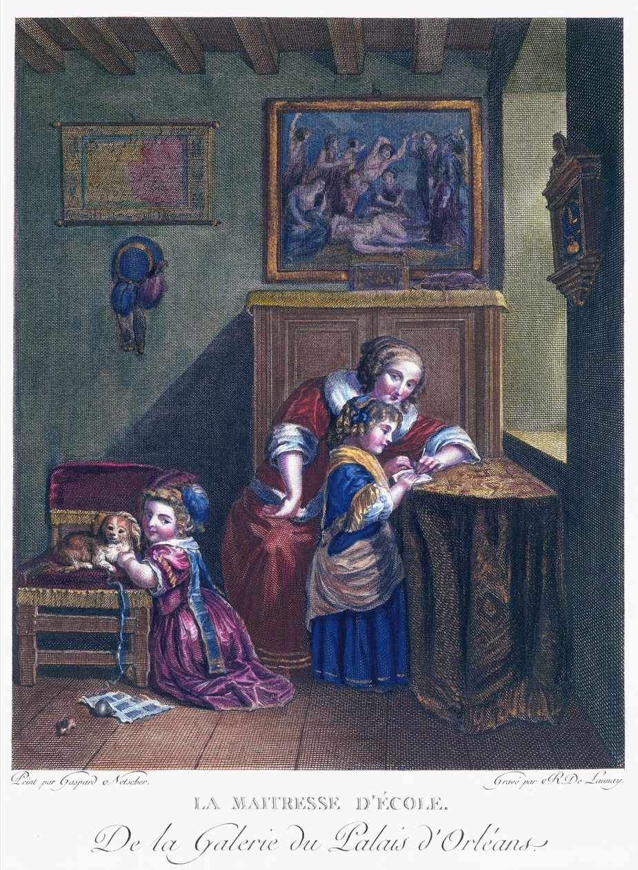 Školní paní, vyryl R. Delaunay od Caspar after Netscher