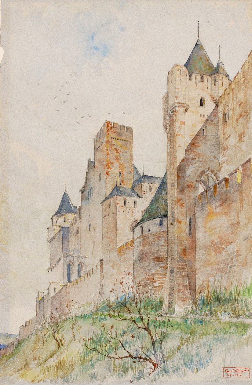 Bojové hradby v Carcassonne, Francie od Cass Gilbert