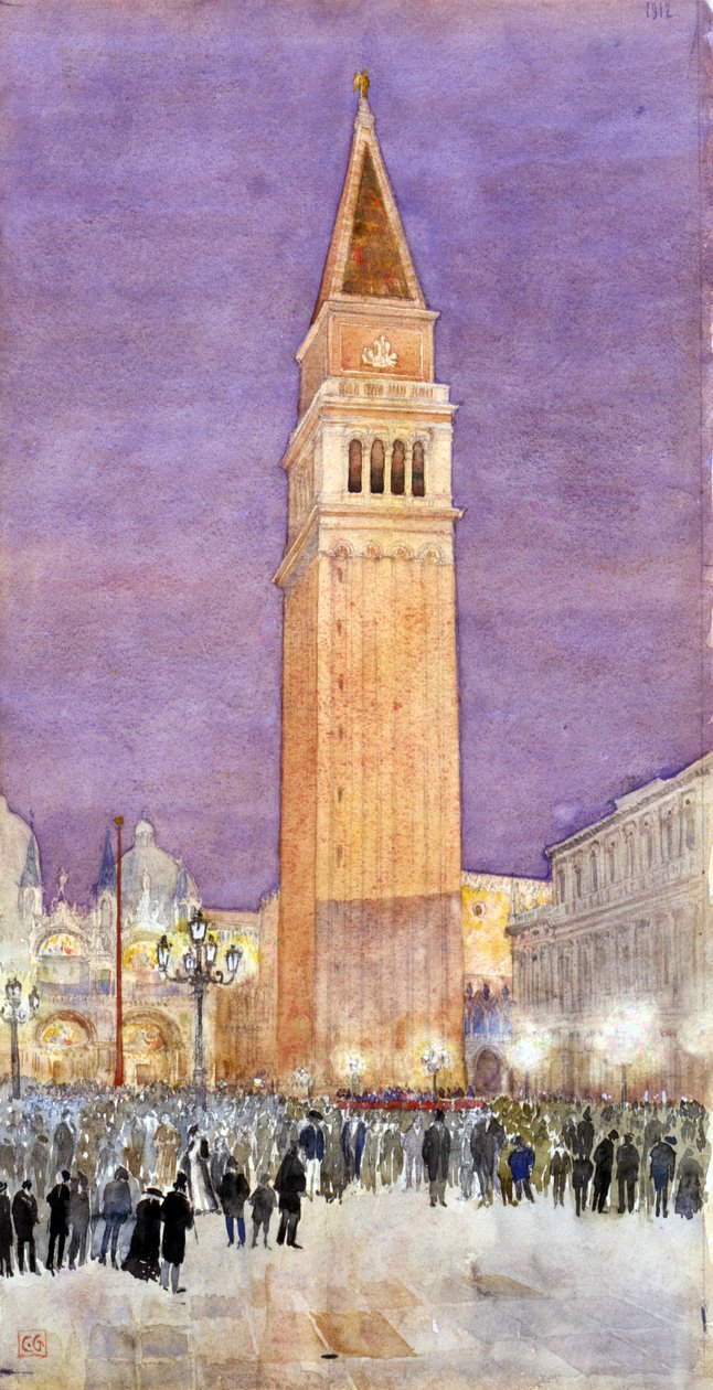Zvonice, náměstí svatého Marka, Benátky, 1912. od Cass Gilbert