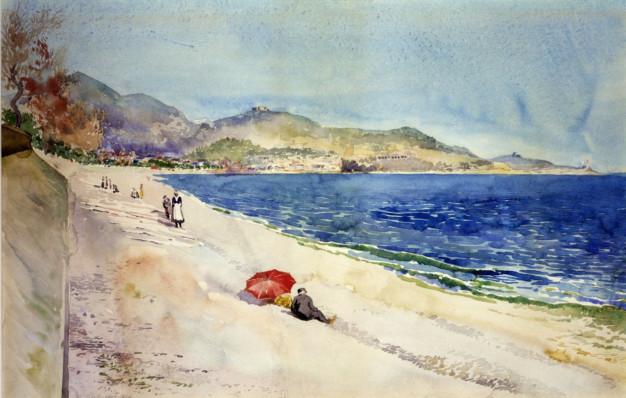 Na pláži pod Anglickou promenádou, Nice, Francie od Cass Gilbert