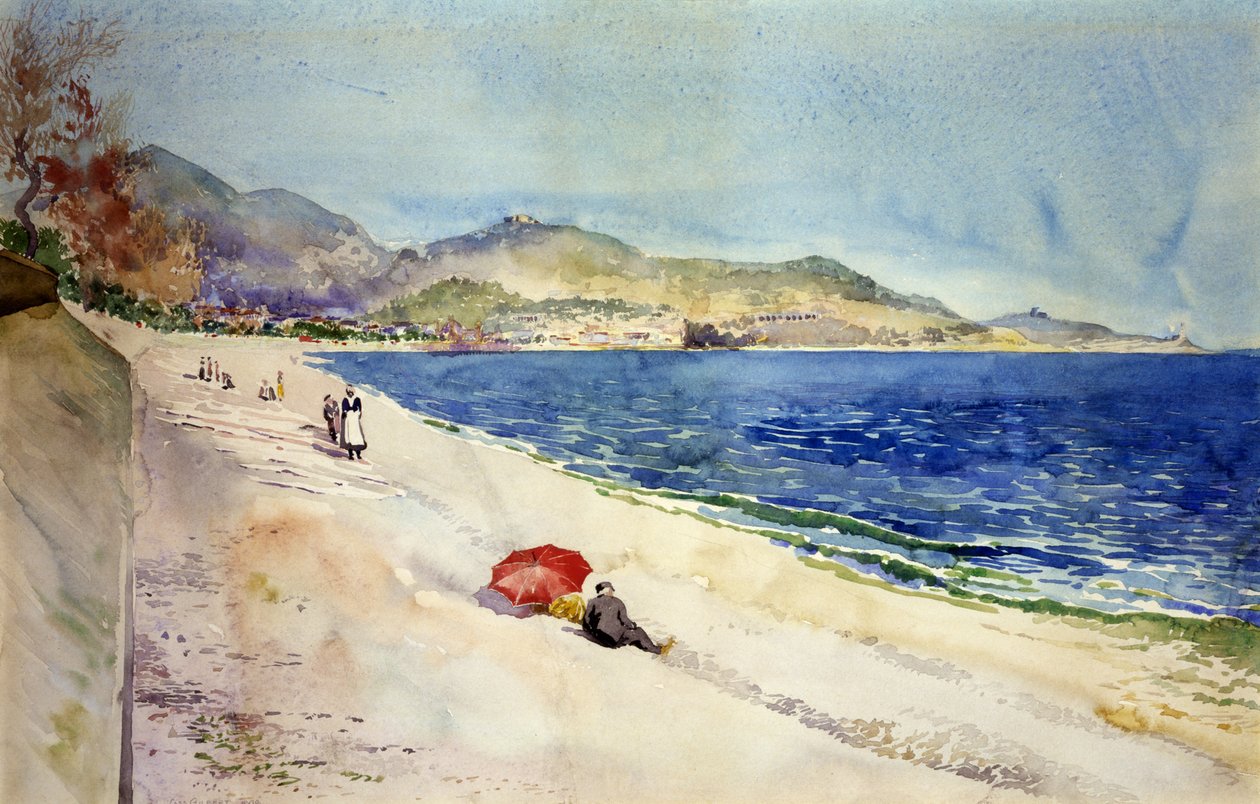 Na pláži pod Promenade des Anglais, Nice, Francie, 1898. od Cass Gilbert