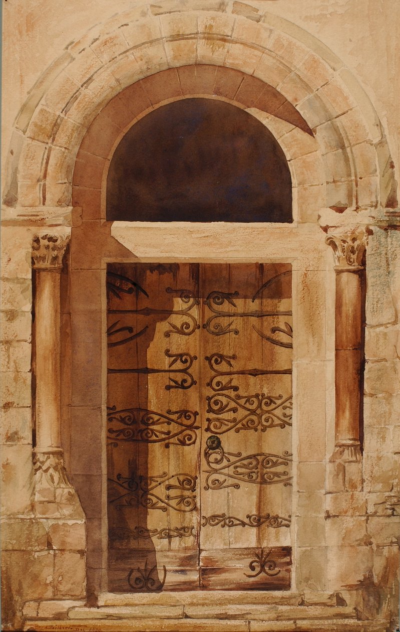 Portál kostela sv. Hrobu v Nervy (faksimile kresby E. Viollet Le Duc v hotelu De Cluny) od Cass Gilbert