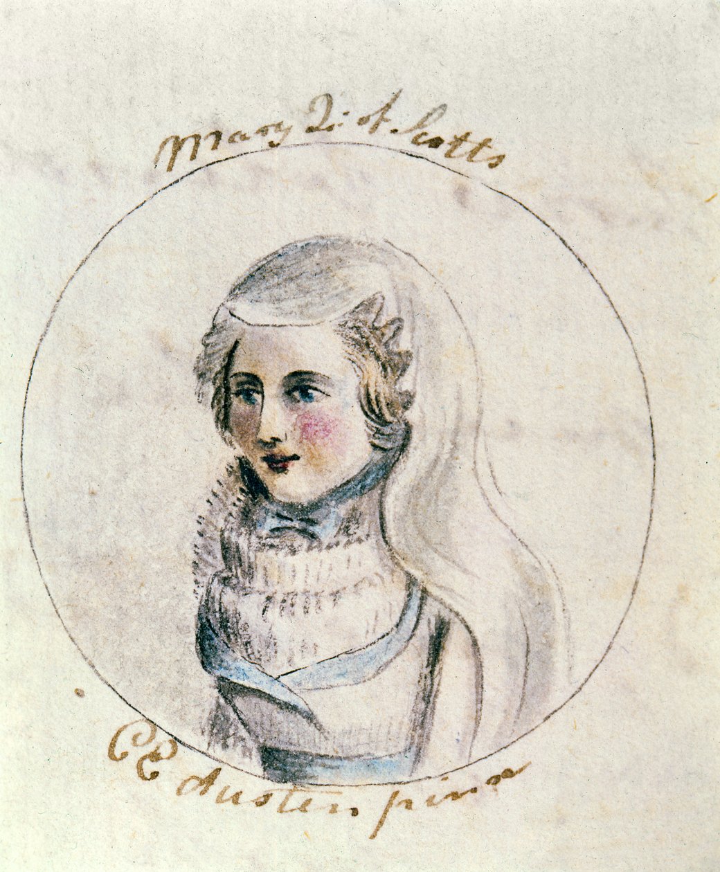 Mary Queen of Scots, cca 1790 (pero a inkoust a wc na papíře) od Cassandra Austen