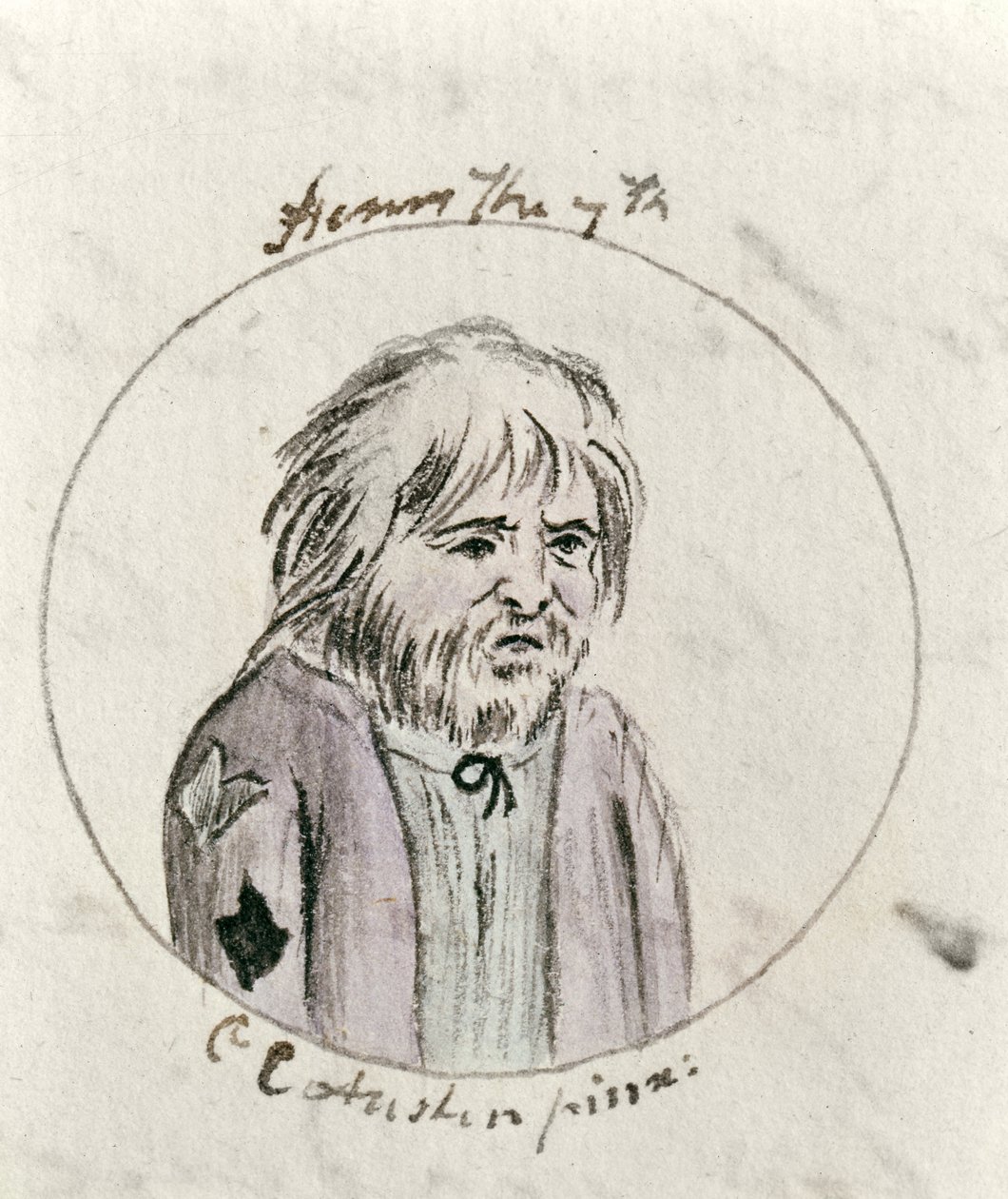 Jindřich VII, kolem roku 1790 (pero, inkoust a wc na papíře) od Cassandra Austen