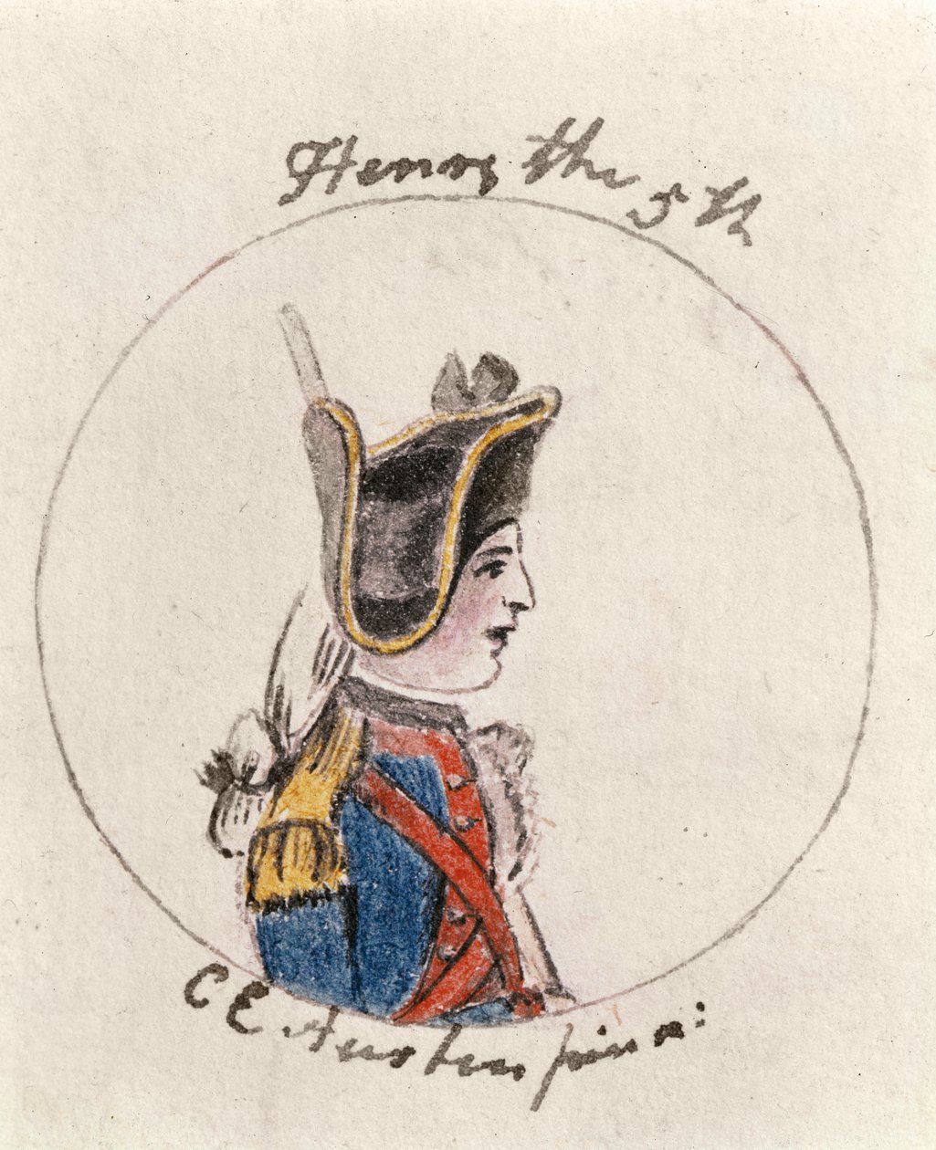 Henry V, c.1790 (pero, inkoust a wc na papíře) od Cassandra Austen