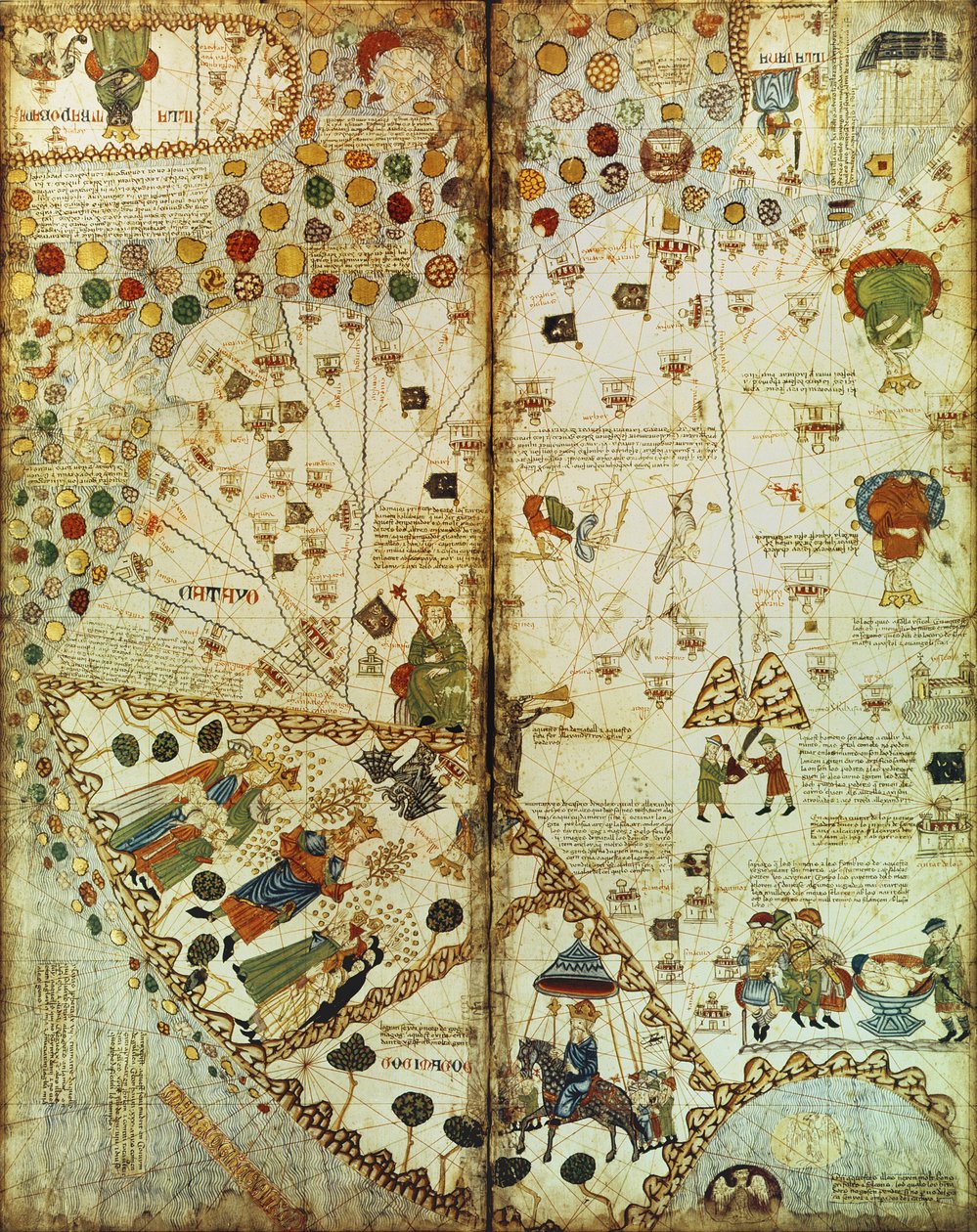 7249 Esp.30 f.2v-3 Detail z katalánské mapy světa, 1375 od Catalan School