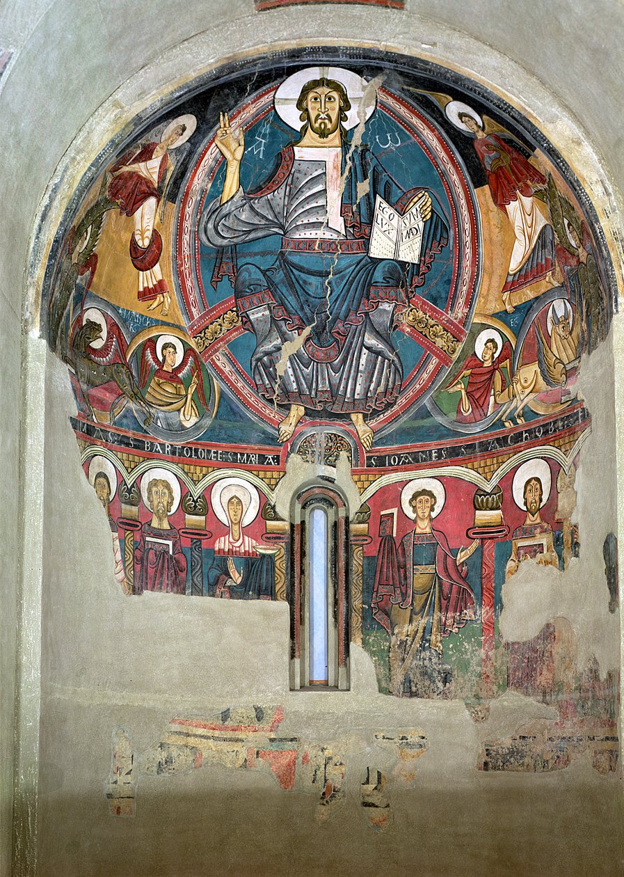 Kristus ve slávě, z kostela San Clemente de Tahull, Lerida, Španělsko od Catalan School