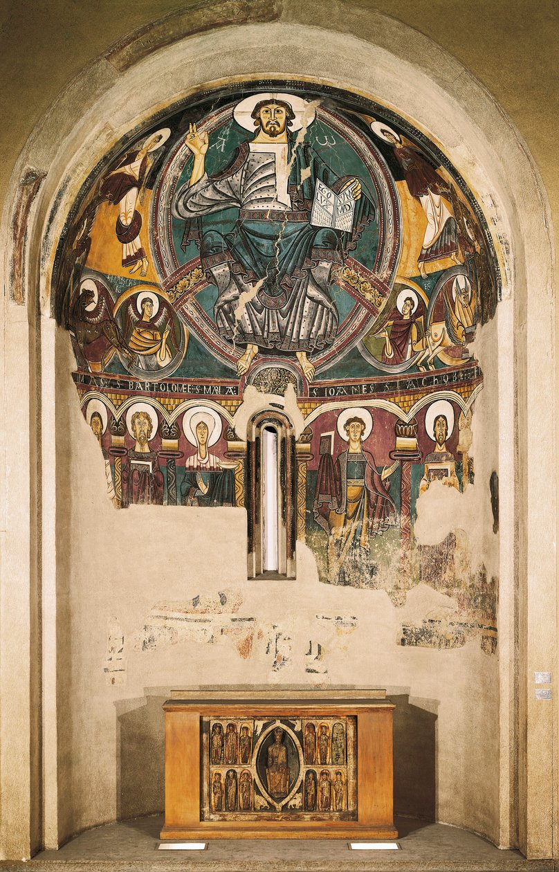 Kristus ve slávě, z kostela San Clemente de Tahull, Lerida, Španělsko (freska) od Catalan School