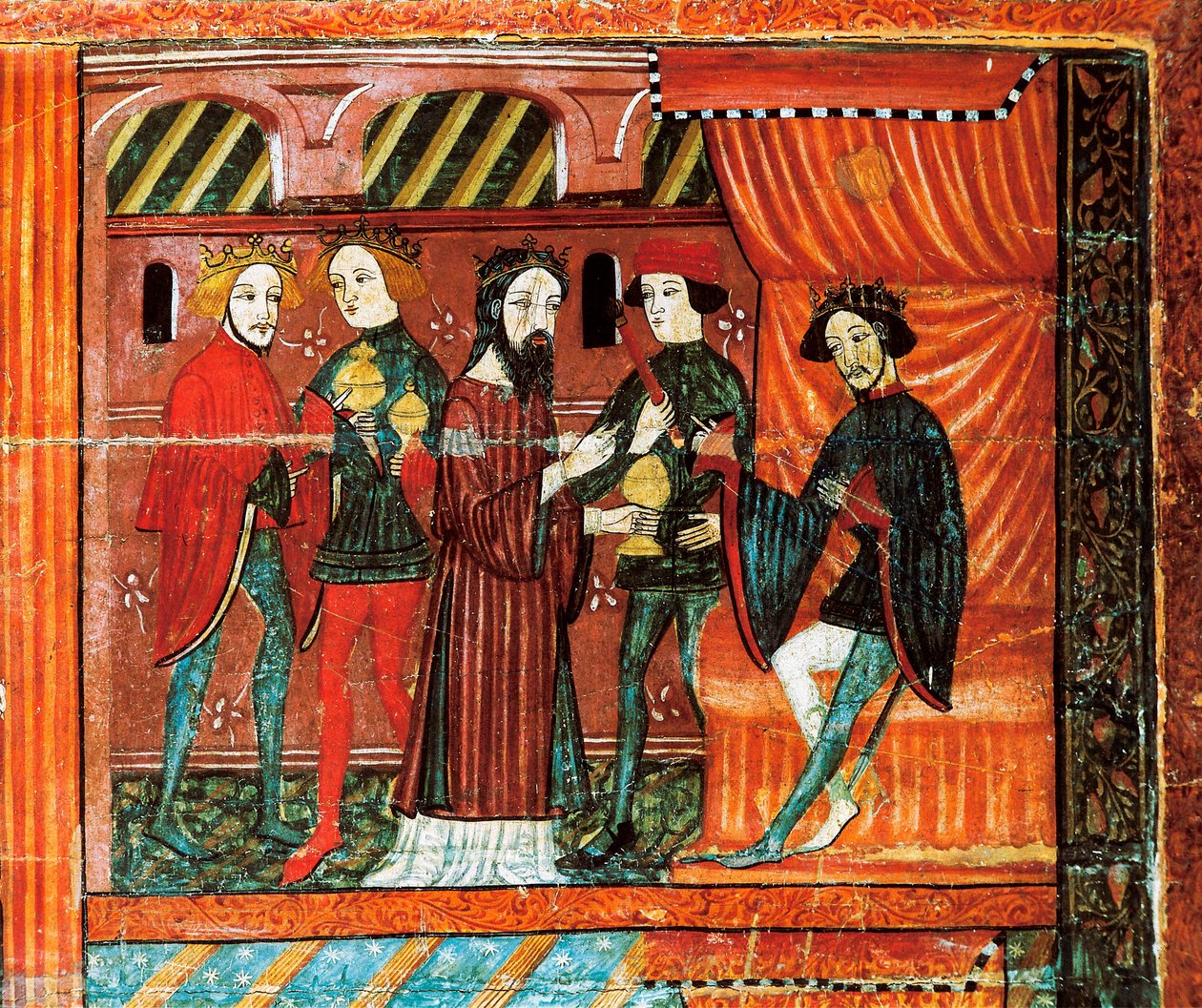 Magi Kings před králem Herodem, oltářní obraz z Bellver de Cerdanya od Catalan School