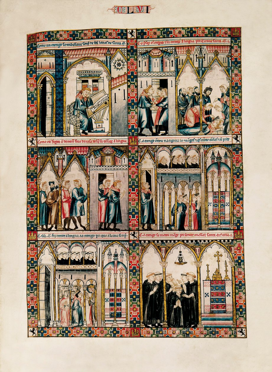 Miniatury věnované svaté Marii a jejím zázrakům, z Las Cantigas de Santa María (Písně svaté Marie), Fol. 156 od Catalan School