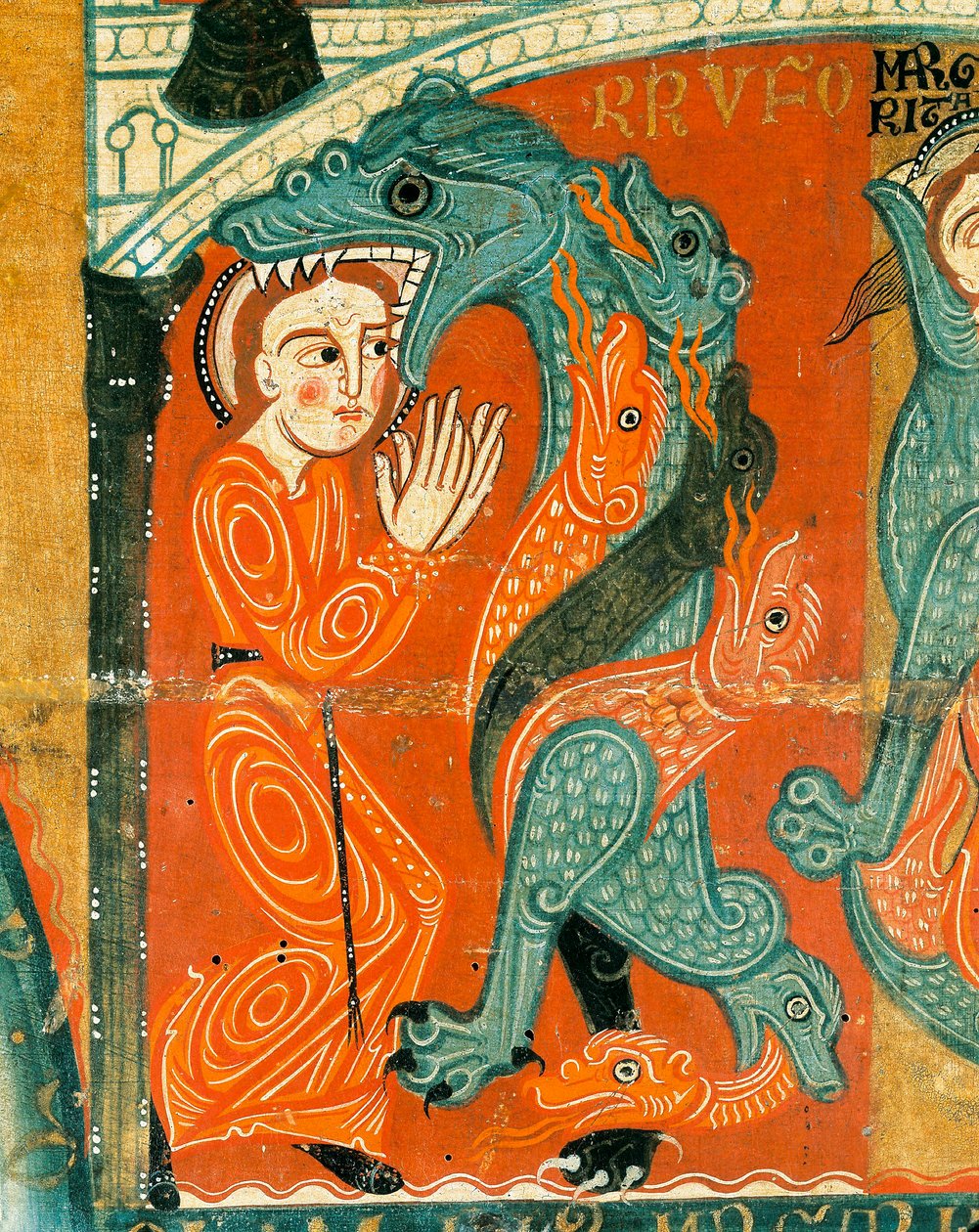 Umučení svaté Markéty, detail (tempera na dřevě) od Catalan School