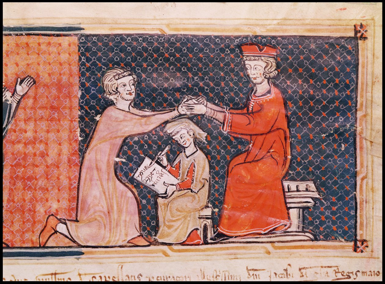 Královský žalobce, písař a feudální pán, z Capbreu de Clayra et de Millas 1292 od Catalan School