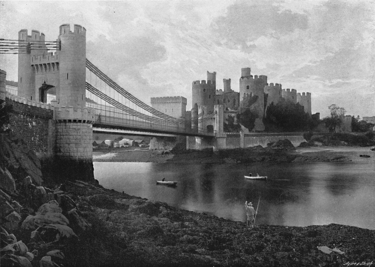 Hrad a mosty Conway, c1896 od Catherall and Pritchard