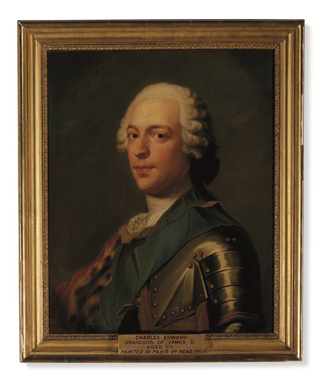 Princ Charles Edward Stuart, v brnění, s modrou šerpou Řádu podvazku (olej na plátně) od Catherine (attr. to) Read