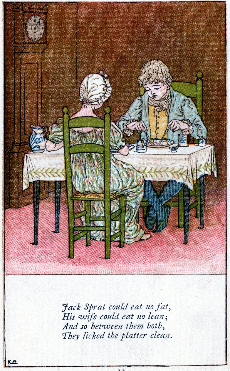 Ilustrace k filmu „Jack Sprat nemohl jíst žádný tuk“, Kate Greenaway 1846-1901 od Catherine Greenaway