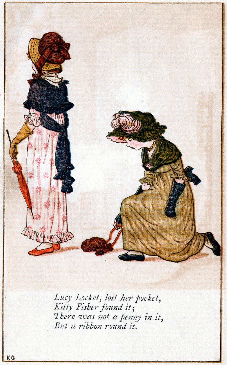 Ilustrace k „Lucy Locket, ztratila peněženku“, Kate Greenaway 1846-1901 od Catherine Greenaway