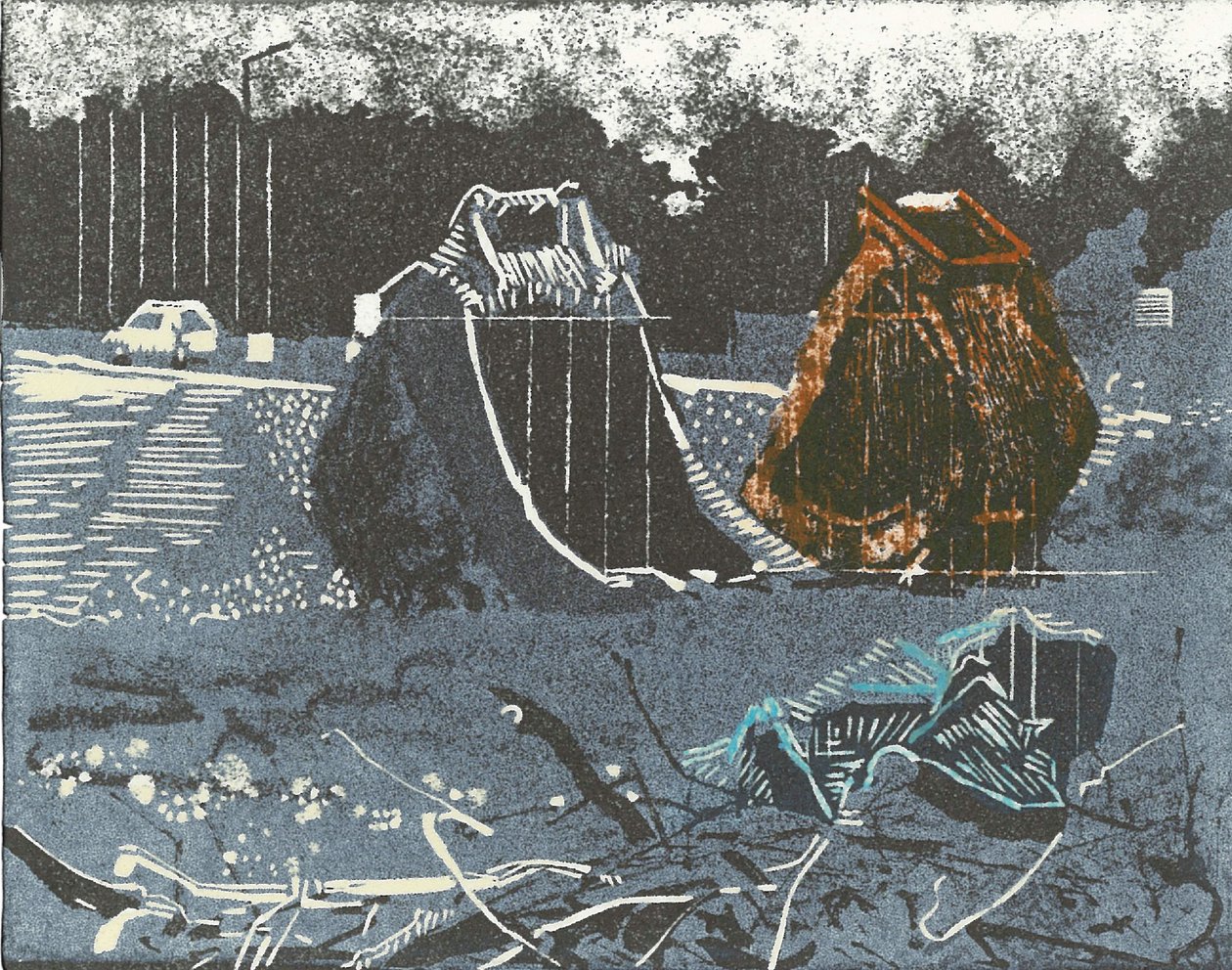 Prime Property, 2014 (linoryt a lept) od Catherine Sutcliffe-Fuller
