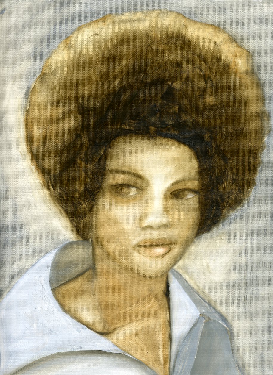 Afro 2 (Kathleen Cleaver), 2007 (olej na plátně) od Cathy Lomax