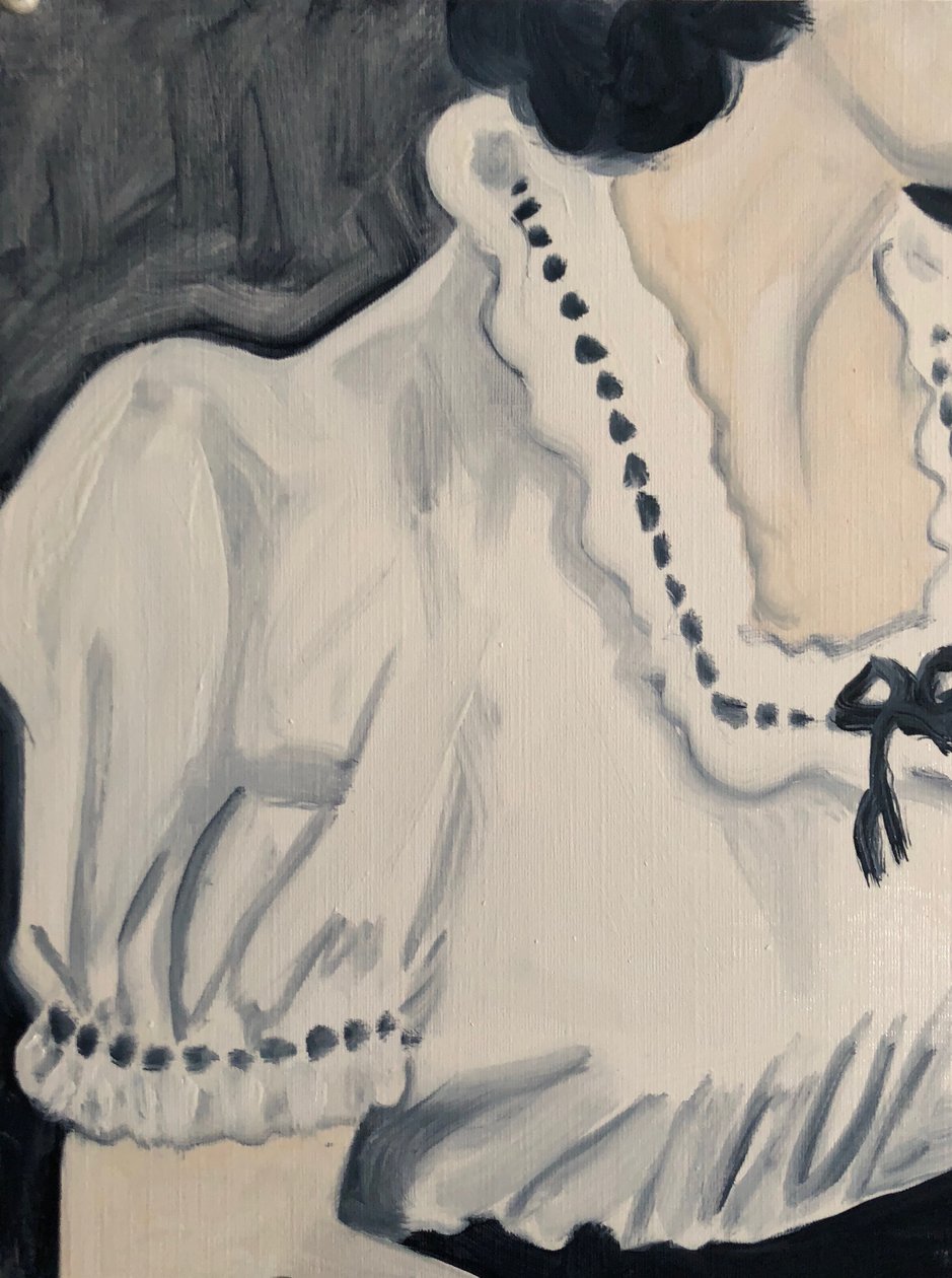 Broderie, 2018 (olej na papíře) od Cathy Lomax