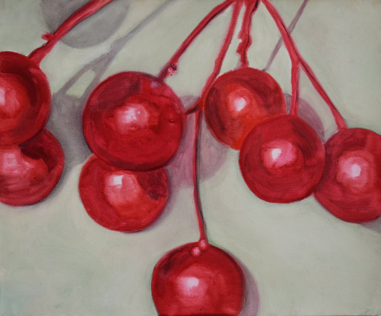 Třešně, 2013 (olej na papíře) od Cathy Lomax