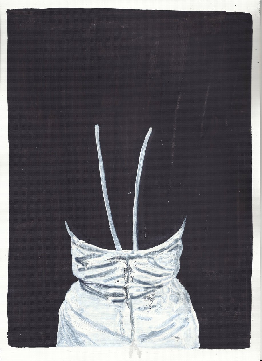 Dívka nahoře 1, zadní strana, 2012 (olej a akryl na papíře) od Cathy Lomax