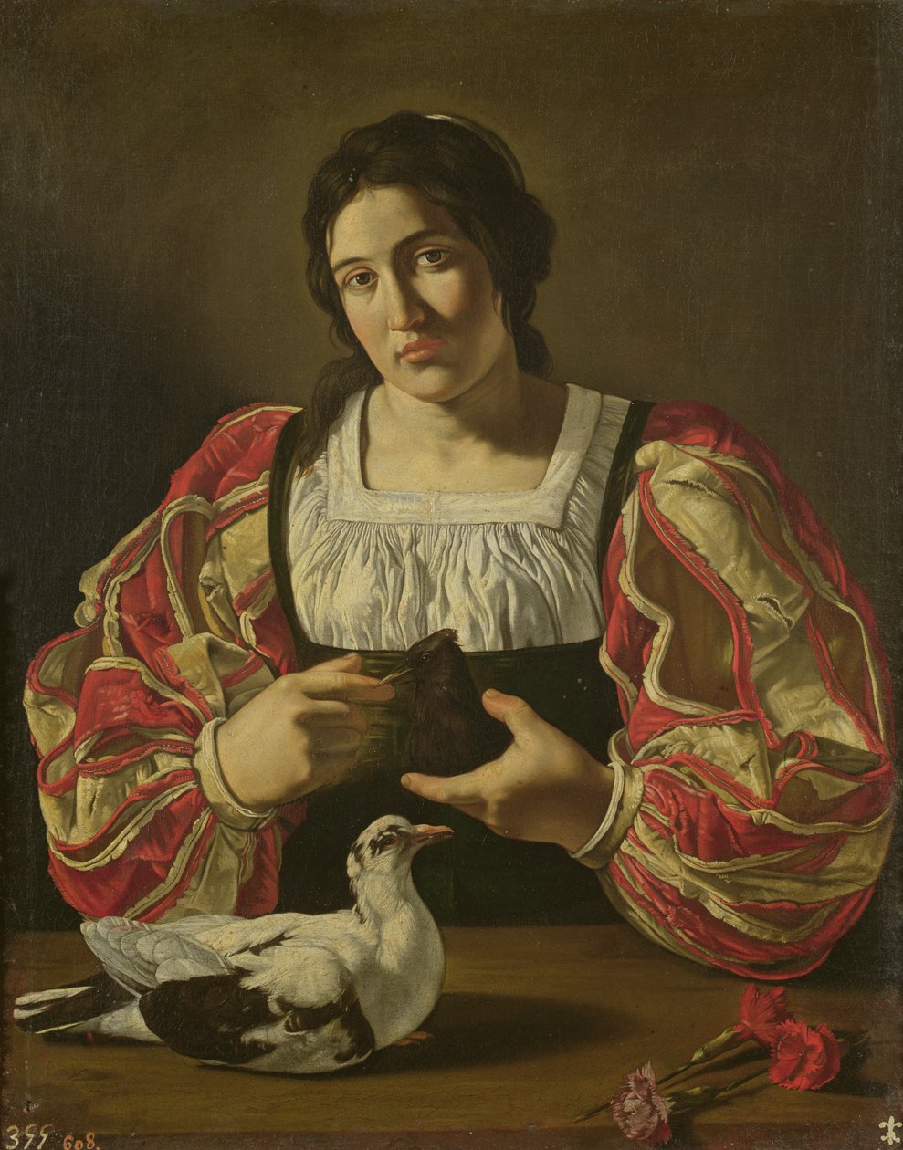 Žena s holubicemi od Cecco de Caravaggio