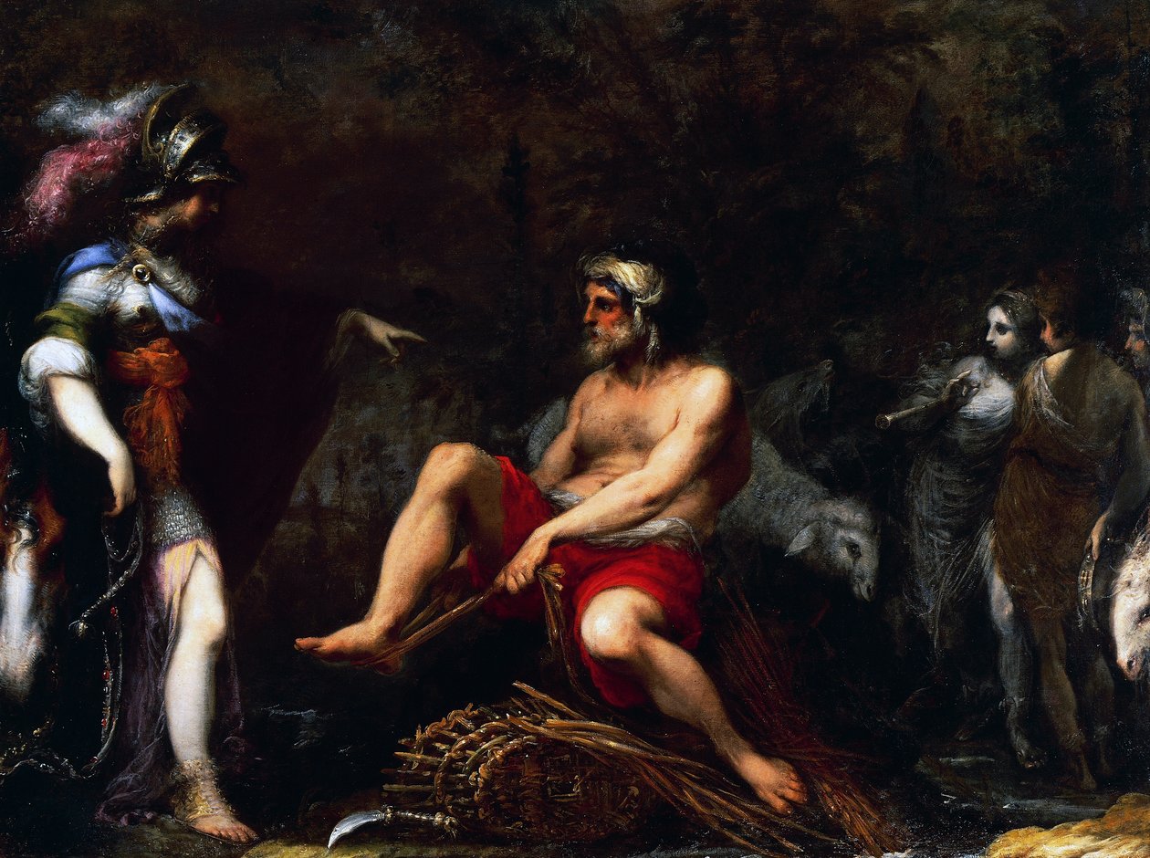 Erminia mezi pastýři, Francisco Montelatici známý jako Cecco Bravo (1601-1661), olej na plátně od Cecco  Bravo
