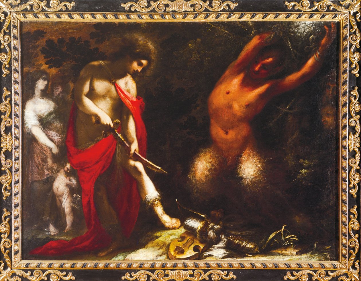 Apollo a Marsyas, cca 1650, Francesco Montelatici známý jako Cecco Bravo (1601-1661), olej na plátně. od Cecco  Bravo