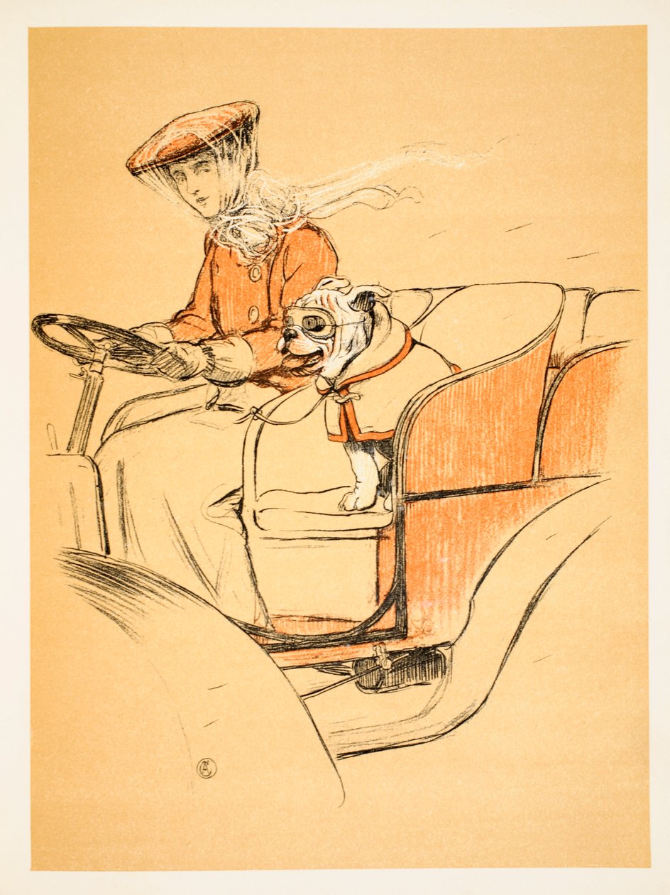 Vpředu v autě mé paní, Cecil Aldon (1870-1935). Z 