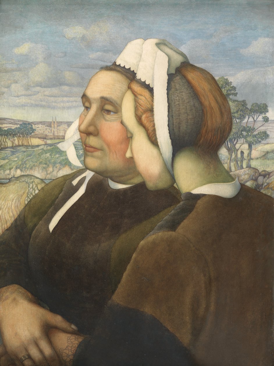 Breton Confidants, cca 1908 (tempera na panelu) od Cecil J. Webb