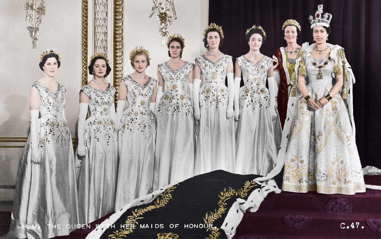 HM královna Alžběta II. se svými čestnými služkami, The Coronation, 2. června 1953 od Cecil Beaton