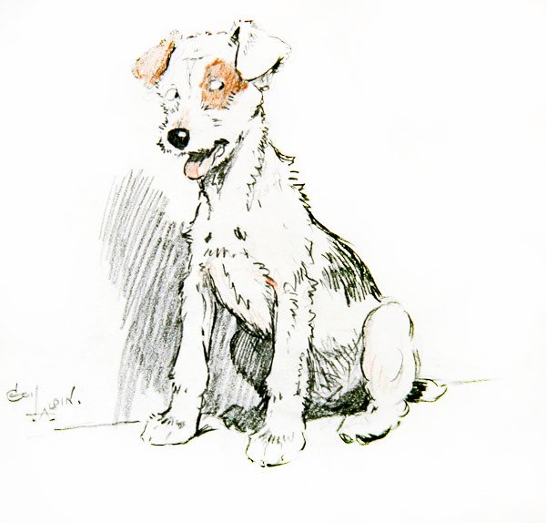 Anděl v domě (křída na papíře) od Cecil Charles Windsor Aldin