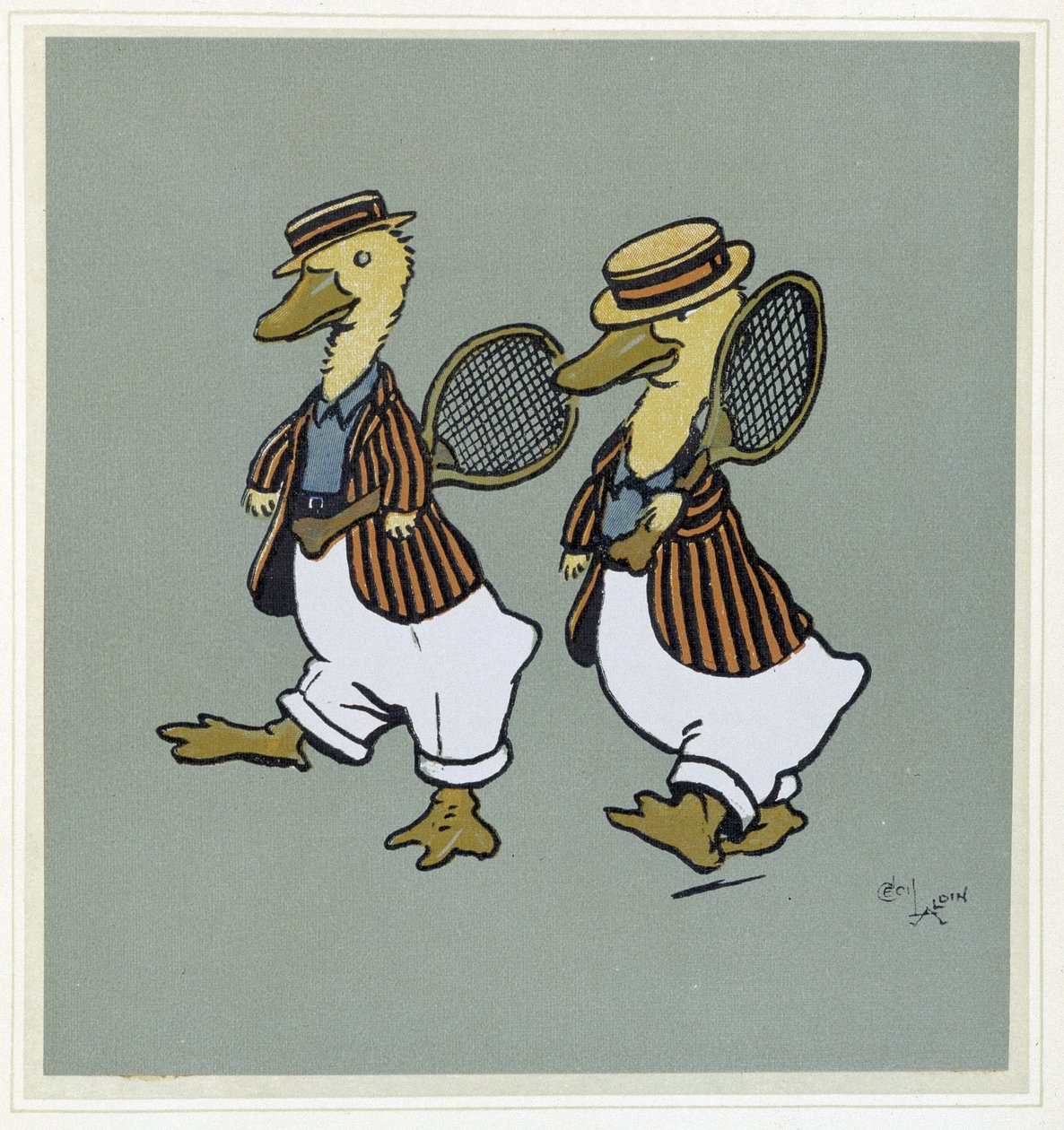 Deux ducks en suit de tennis - in ““ Merry Party””, nemocný. Cécil Aldin, ed. Hodder & Stoughton, Londýn od Cecil Charles Windsor Aldin