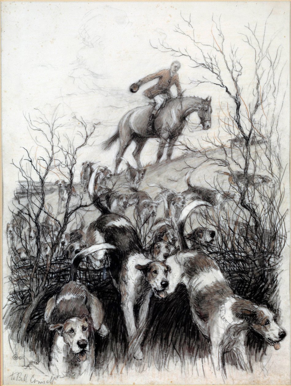Lovecká scéna v Anglii: Kresba psů od Cecila Aldina (1870-1935) Soukromá sbírka z 19. století od Cecil Charles Windsor Aldin