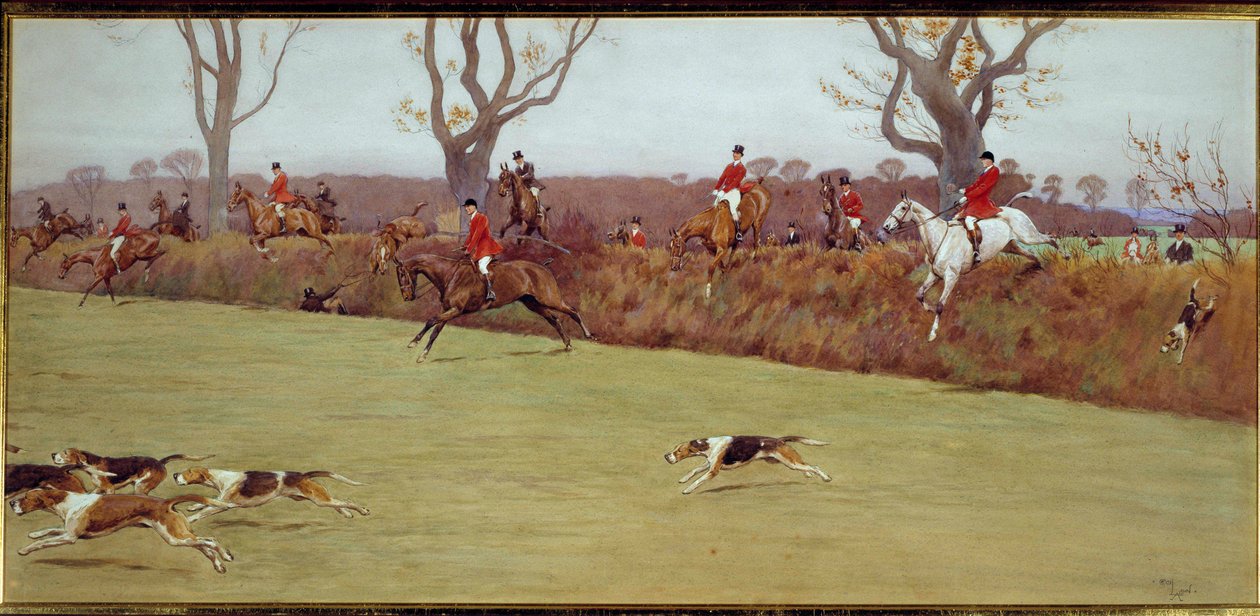 Lovecká scéna, štáb Blackmoor Watercolor od Cecila Aldina (1870-1935) Soukromá sbírka 19. století od Cecil Charles Windsor Aldin