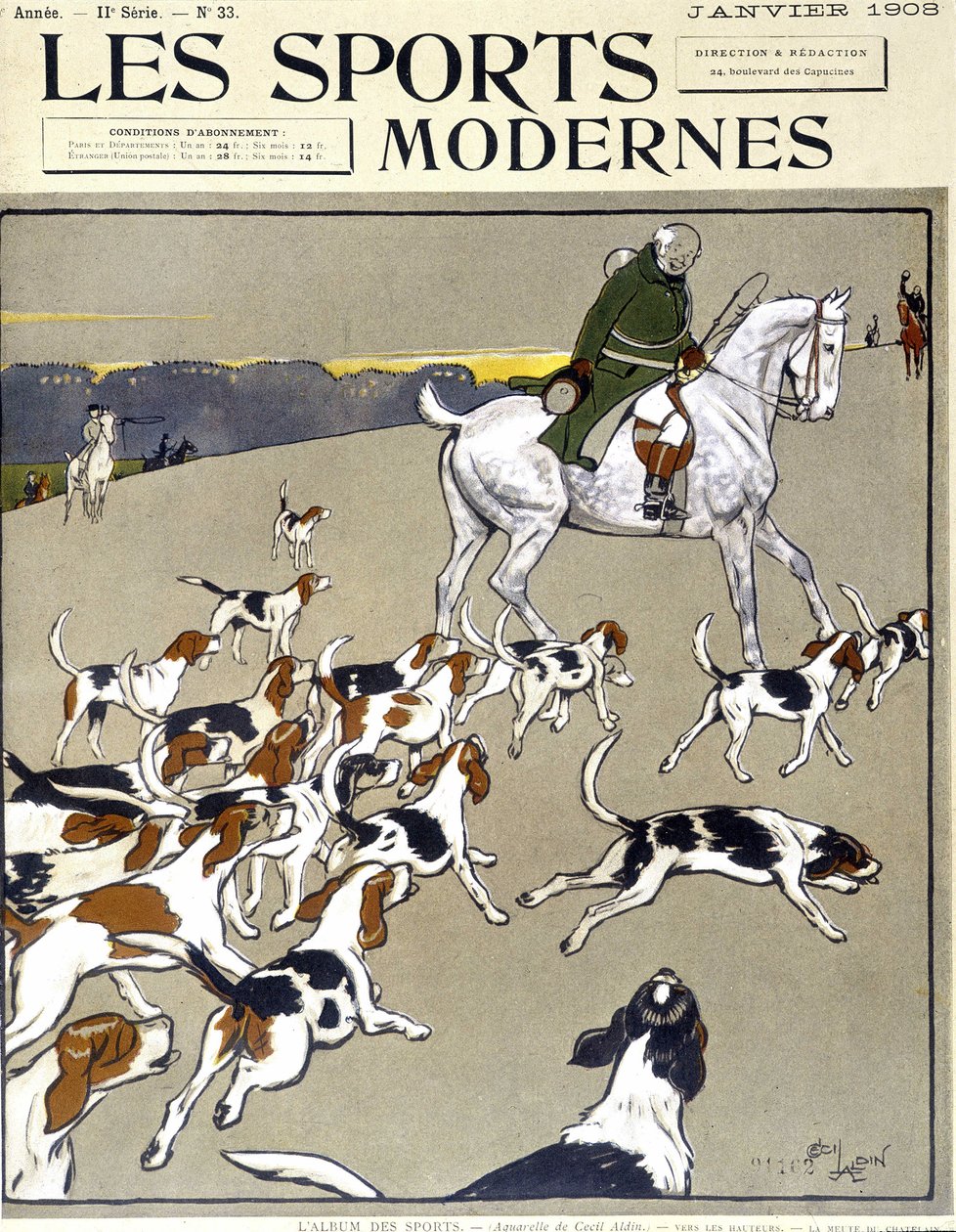 Lov: smečka. Obálka “”Moderní sport””, 01/1908 od Cecil Charles Windsor Aldin