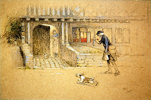 Návrat domů (barevná křída na tónovaném papíře) od Cecil Charles Windsor Aldin