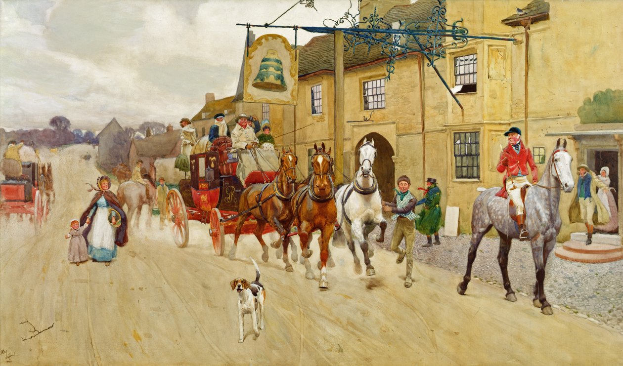 The Great North Road, The Bell at Stilton od Cecil Charles Windsor Aldin