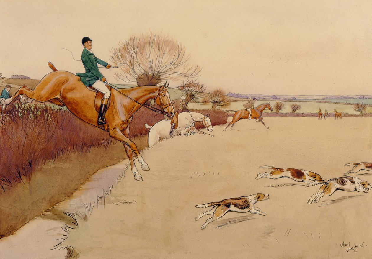 Up and Over (grafit, pero a inkoust a wc na papíře) od Cecil Charles Windsor Aldin