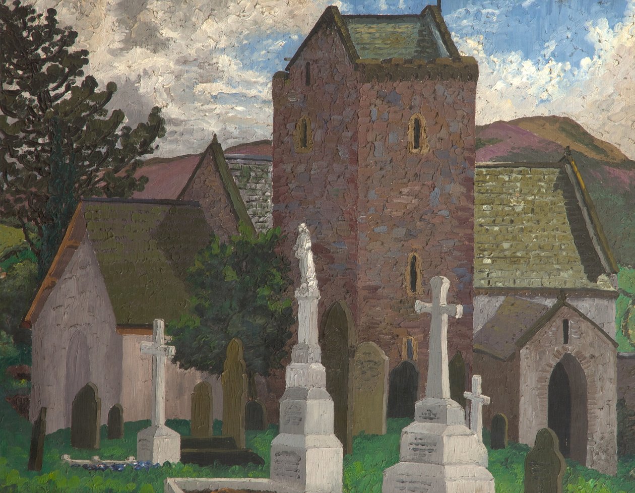 Kostel Llangennith, Jižní Wales, kolem roku 1930 (olej na plátně) od Cedric Morris