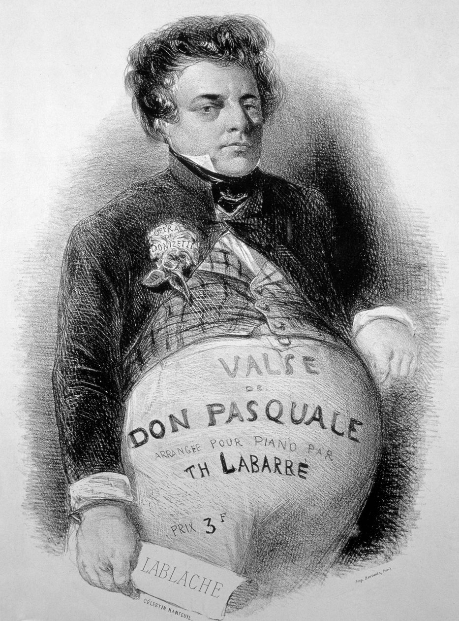 LABLACHE, Luigi (1794-1858) Italský baskytarista v roli Donizettiho Dona Pasquala od Celestin Francois (after) Nanteuil