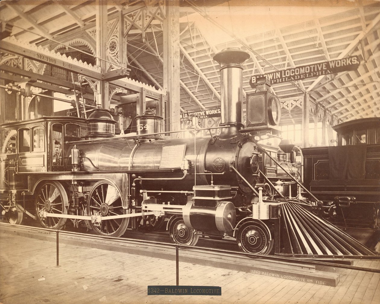 Lokomotiva Baldwin, "No. 1154", Centennial Exhibition, Philadelphia od Centennial Photographic Co.