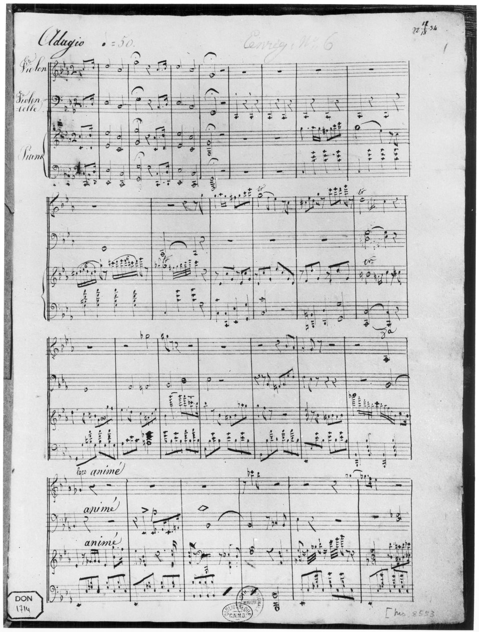 Partitura pro trio pro klavír, housle a violoncello od Cesar Franck