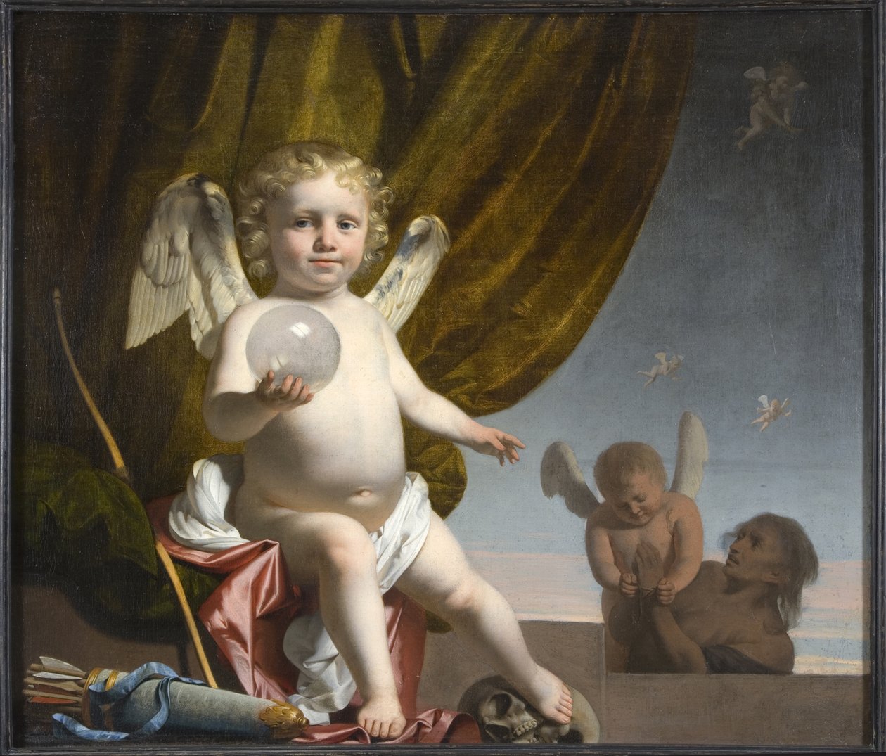 Amor drží skleněnou kouli, 1650-1660 od Cesar Boetius van Everdingen