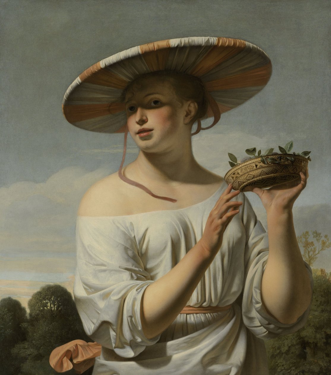 Dívka ve velkém klobouku, cca 1645-50 (olej na plátně) od Cesar Boetius van Everdingen
